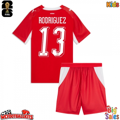 Switzerland Ricardo Rodriguez #13 Replica Home Stadium Kit for Kids World Cup 2026 Short Sleeve (+ pants)